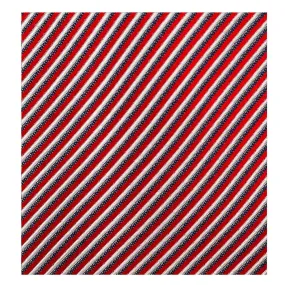 Cravate jacquard en 100% soie -  Imprimé club & rayures - Rouge et bleu - 150x7 cm