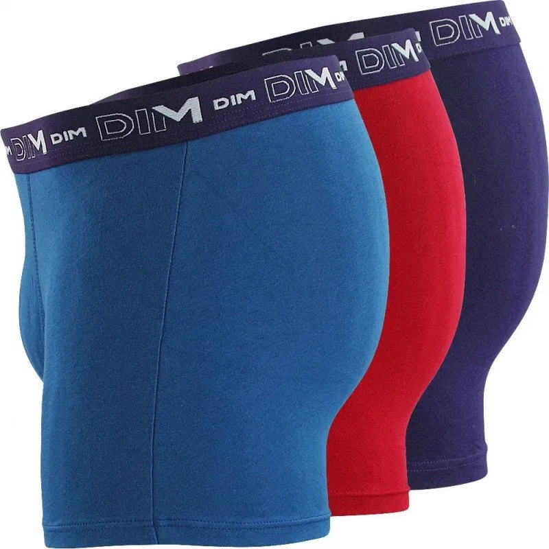 DIM 3 Boxers Homme Coton STRETCH Rouge baie Atlantique Crépuscule