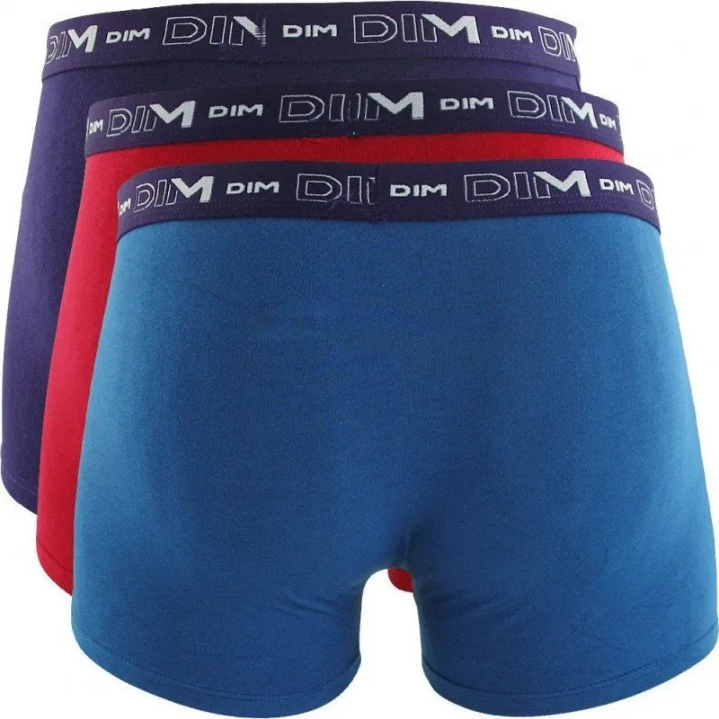 DIM 3 Boxers Homme Coton STRETCH Rouge baie Atlantique Crépuscule