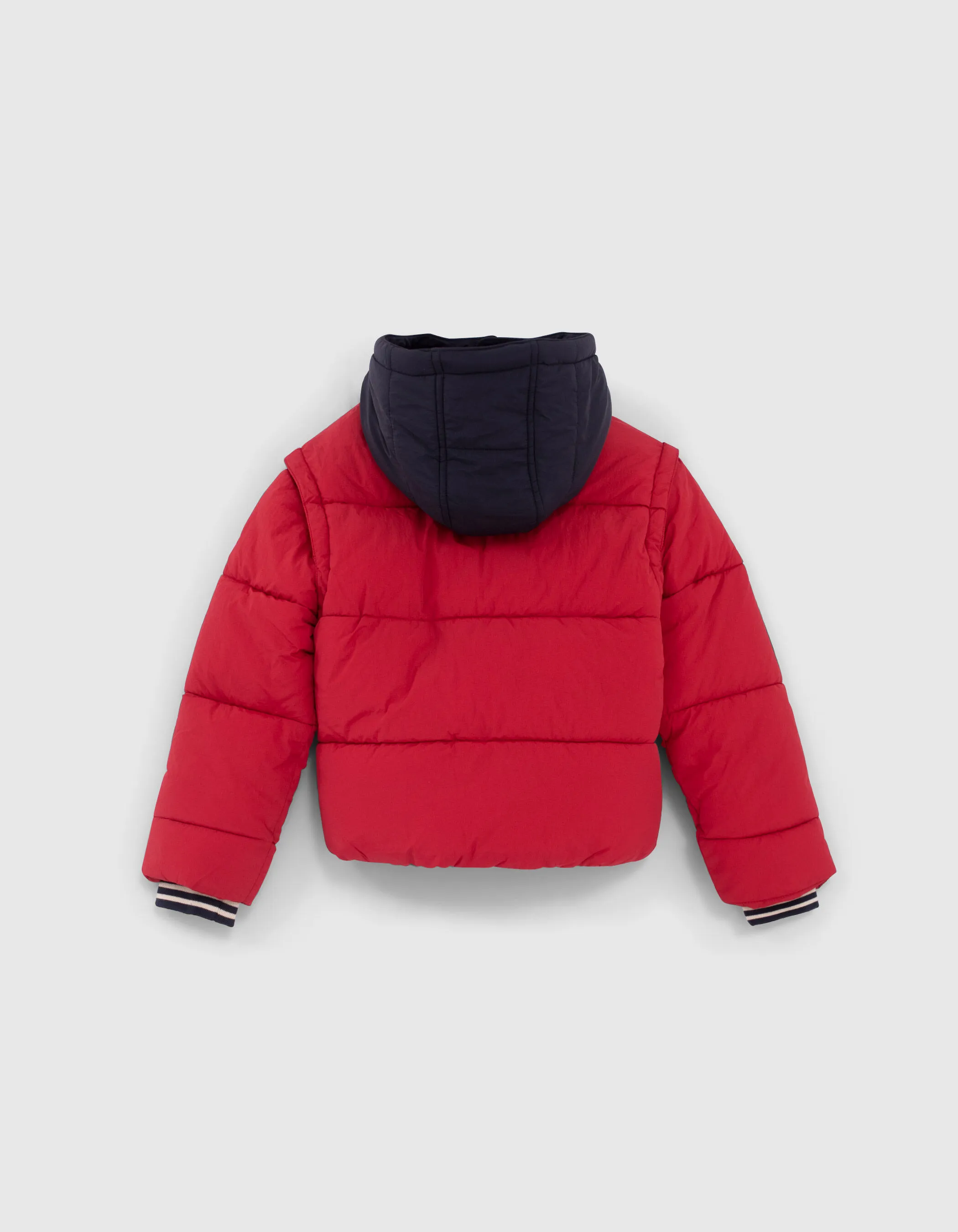 Doudoune rouge moyen fourrée à capuche navy garçon