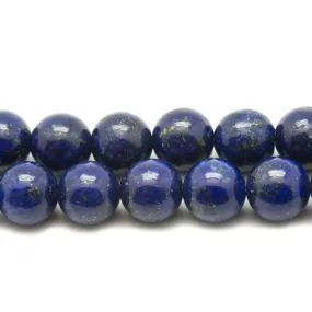 Fil 39cm 24pc environ - perles pierre lapis lazuli boules 16mm bleu roi nuit doré