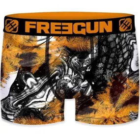 FREEGUN Boxer Homme Microfibre AND Noir Orange PREMIUM