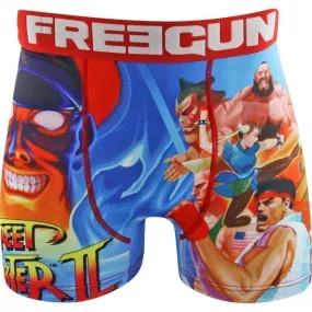 FREEGUN Boxer Homme Microfibre POW Bleu Rouge STREET FIGHTER