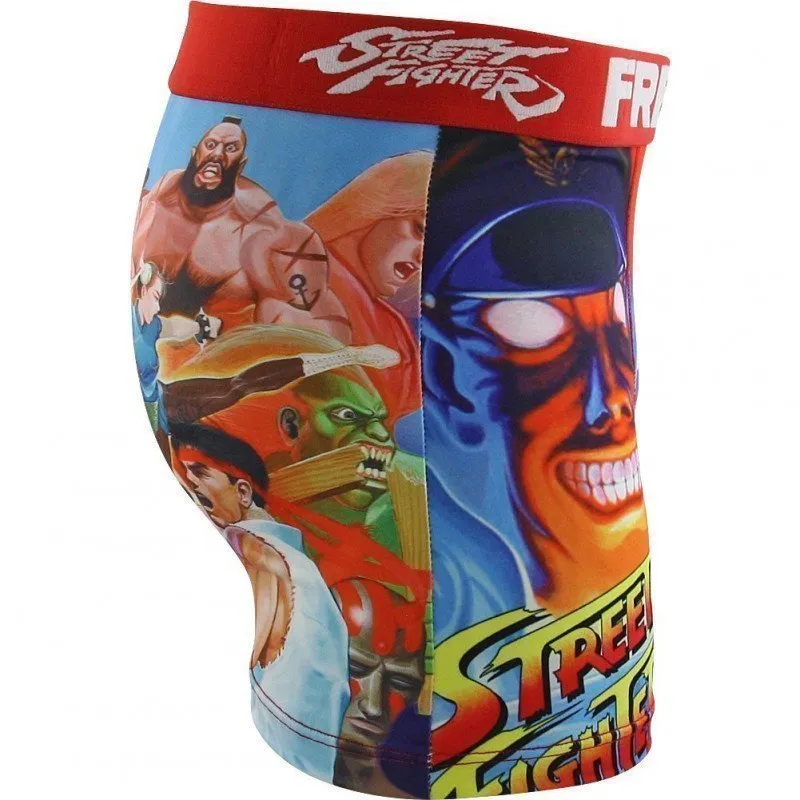 FREEGUN Boxer Homme Microfibre POW Bleu Rouge STREET FIGHTER