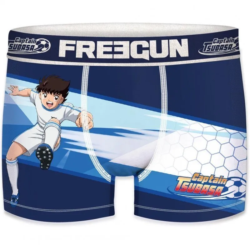 FREEGUN Boxer Homme Microfibre TSU2 Bleu Blanc CAPTAIN TSUBASA