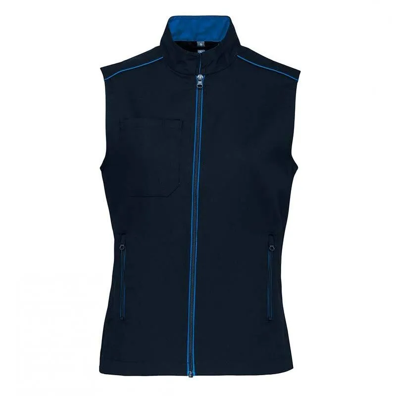 Gilet de Travail Femme Sans Manches Bleu / Liseré Coloré - TOPTEX