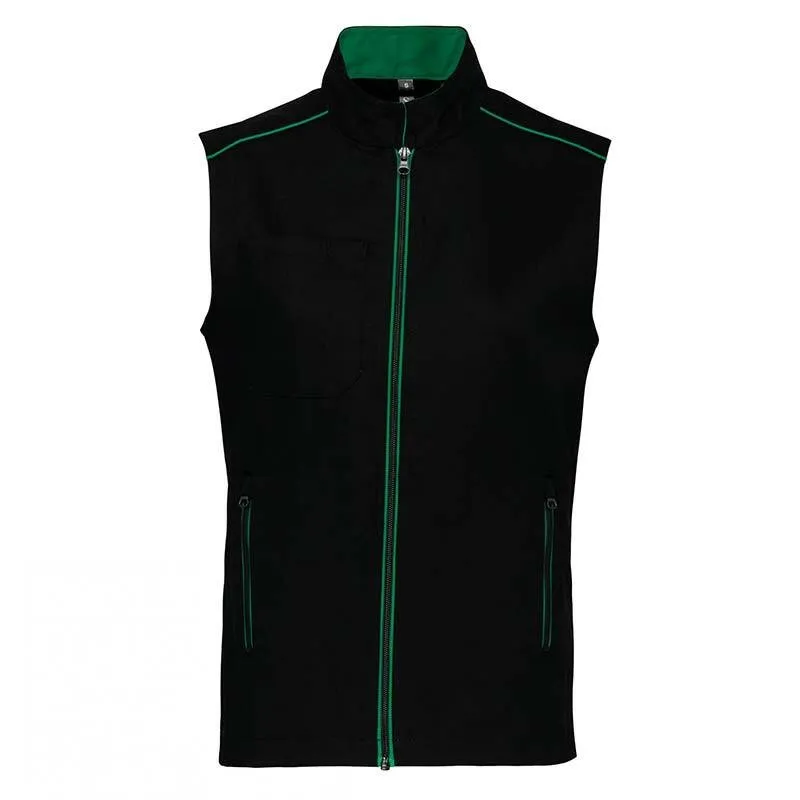 Gilet de Travail Homme Sans Manches Noir et Liseré Coloré - TOPTEX