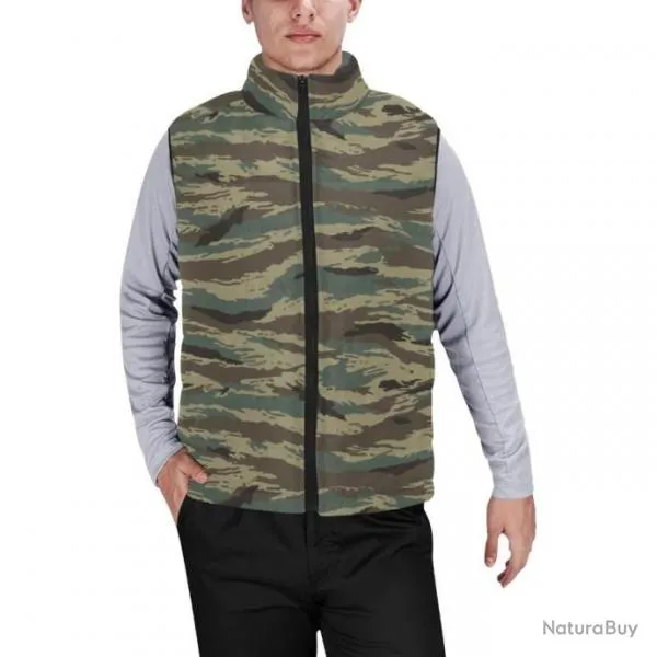 Gilet matelassé doudoune sans manches avec col montant camouflage russe kamysh tigr