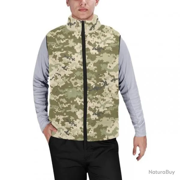 Gilet matelassé doudoune sans manches avec col montant camouflage Ukrainien MM-14