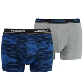 HEAD Lot de 2 Boxers Homme Coton HEXACAMO Bleu Gris