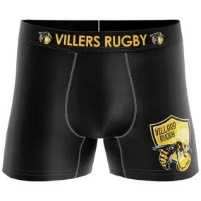 HERITAGE Boxer Homme Microfibre VILLERS RUGBY Noir Jaune MADE IN FRANCE