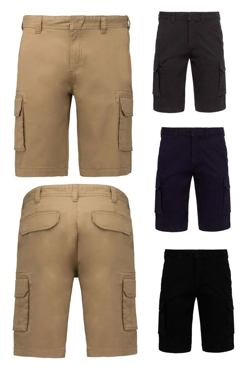 Lot 4 bermudas multipoches homme K754 - beige camel gris noir et bleu 