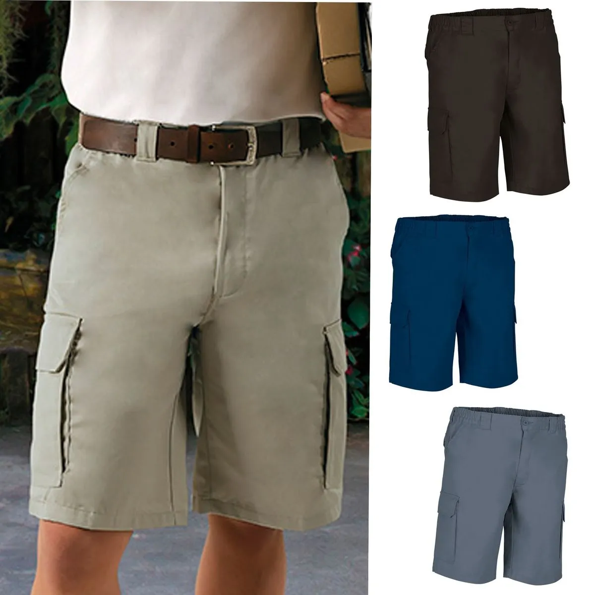 Lot 4 Bermudas pour homme - LAKE - noir gris marine et beige 