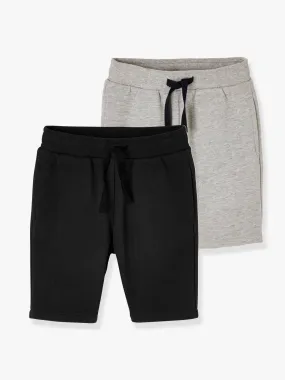 Lot de 2 bermudas Basics garçon en molleton lot noir - Vertbaudet