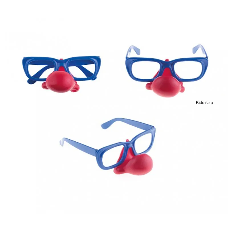 Lunettes de clown bleu avec nez rouge très amusant