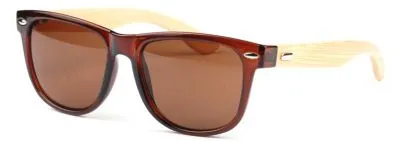 Lunettes de Soleil Wayfarer Branche Bois Verres Bleu Orange Fumée