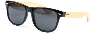 Lunettes de Soleil Wayfarer Branche Bois Verres Bleu Orange Fumée