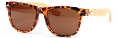 Lunettes de Soleil Wayfarer Branche Bois Verres Bleu Orange Fumée