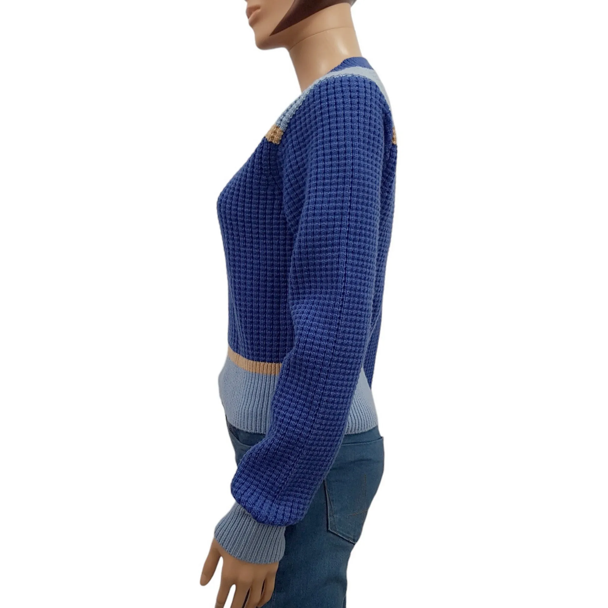 Marni x Uniqlo T S Pull en maille fantaisie bleue