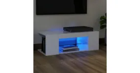 Meuble TV blanc brillant avec lumières LED