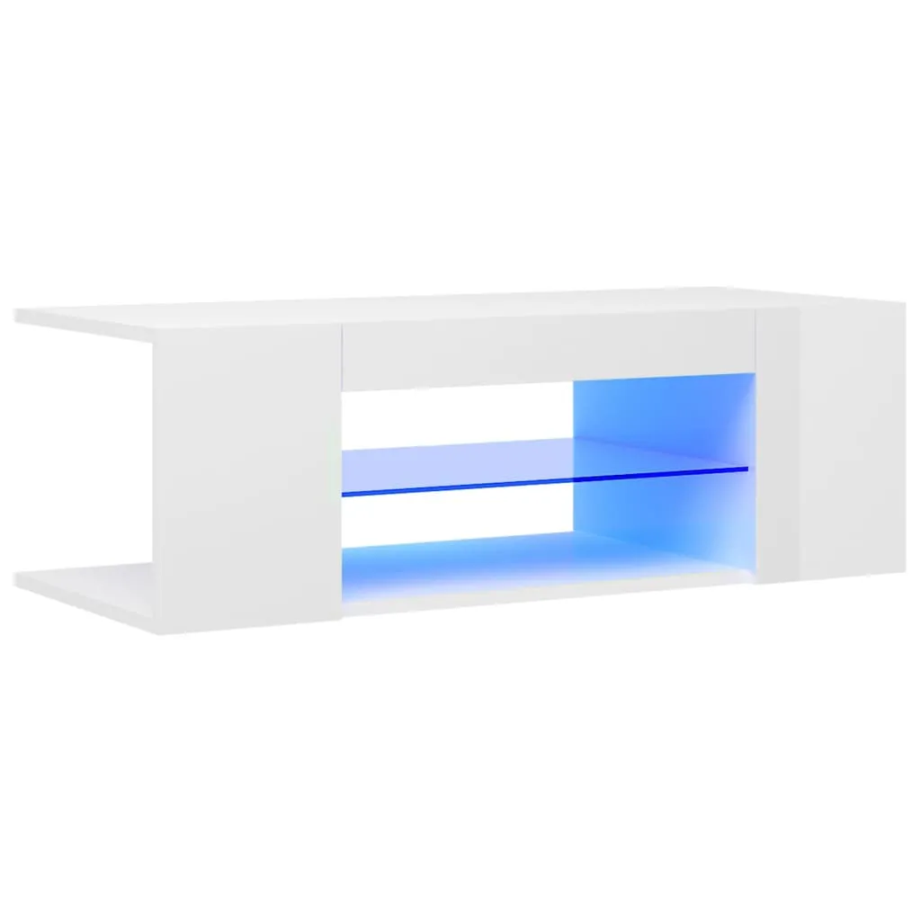 Meuble TV blanc brillant avec lumières LED