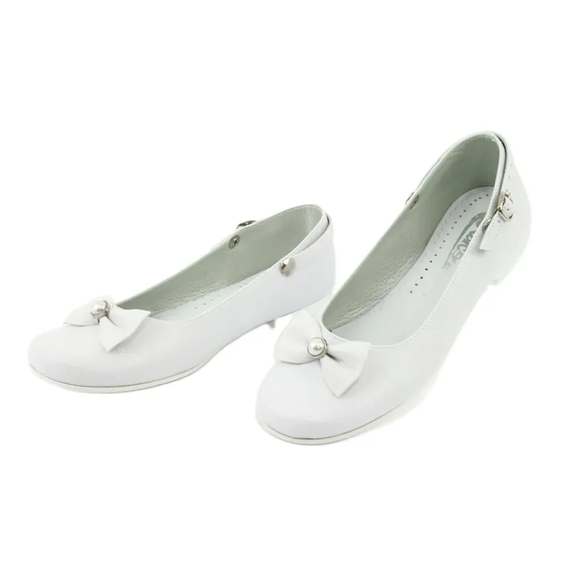 Miko 806 ballerines communion blanches gris