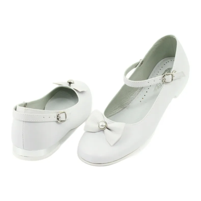 Miko 806 ballerines communion blanches gris