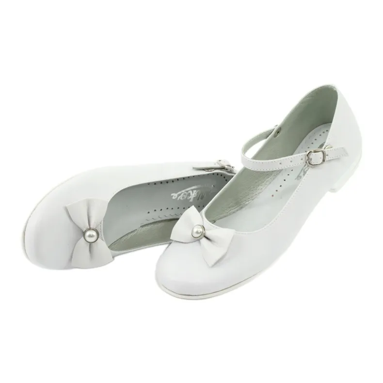 Miko 806 ballerines communion blanches gris