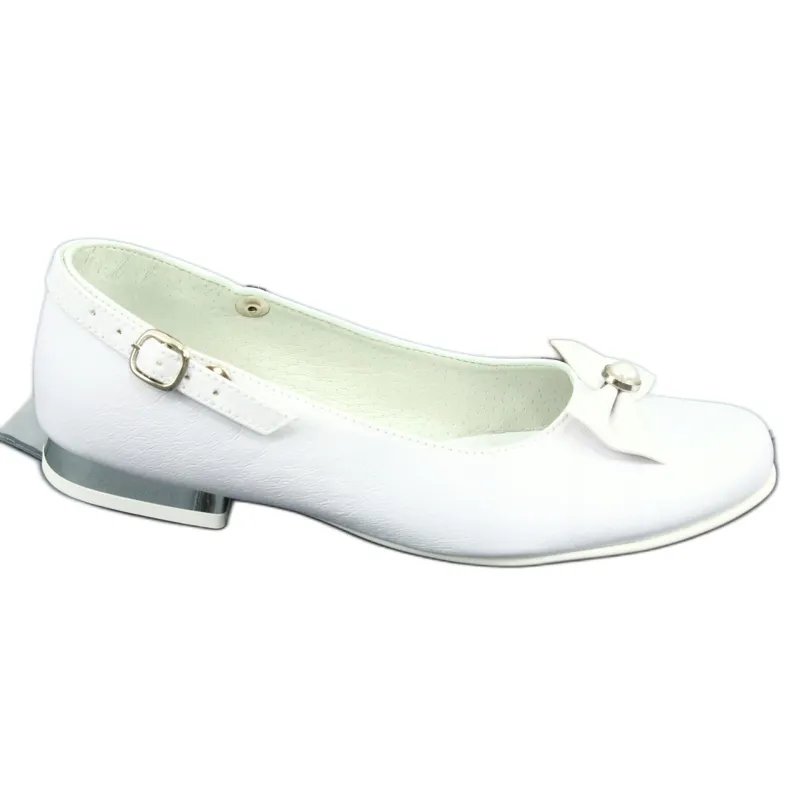 Miko 806 ballerines communion blanches gris