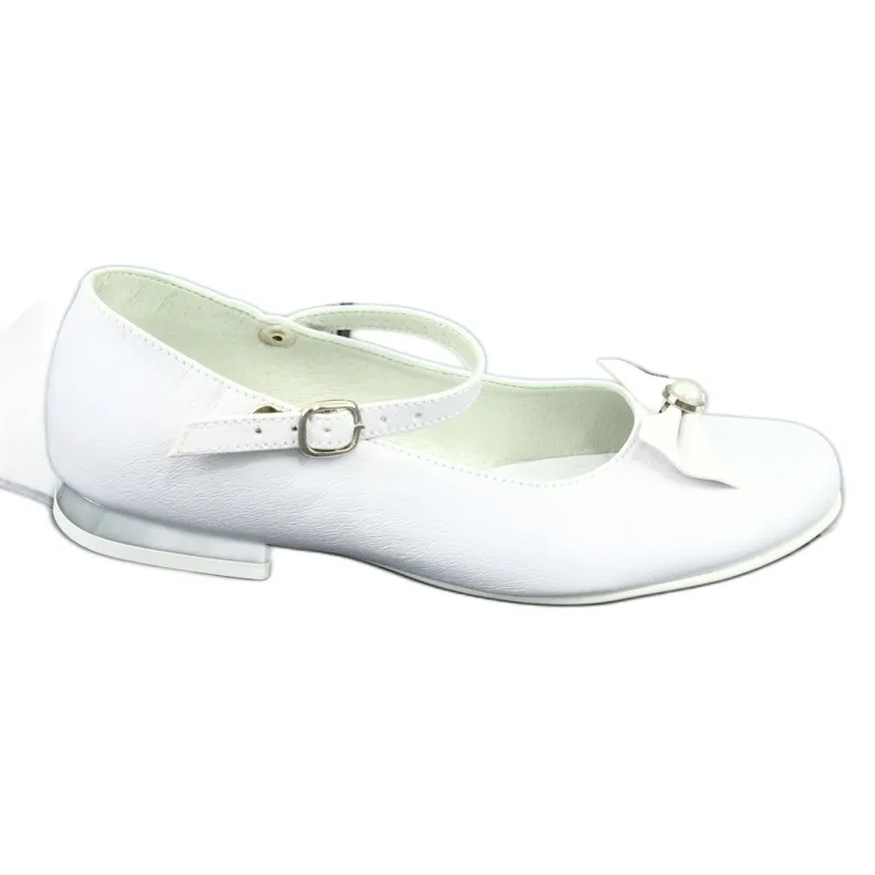 Miko 806 ballerines communion blanches gris