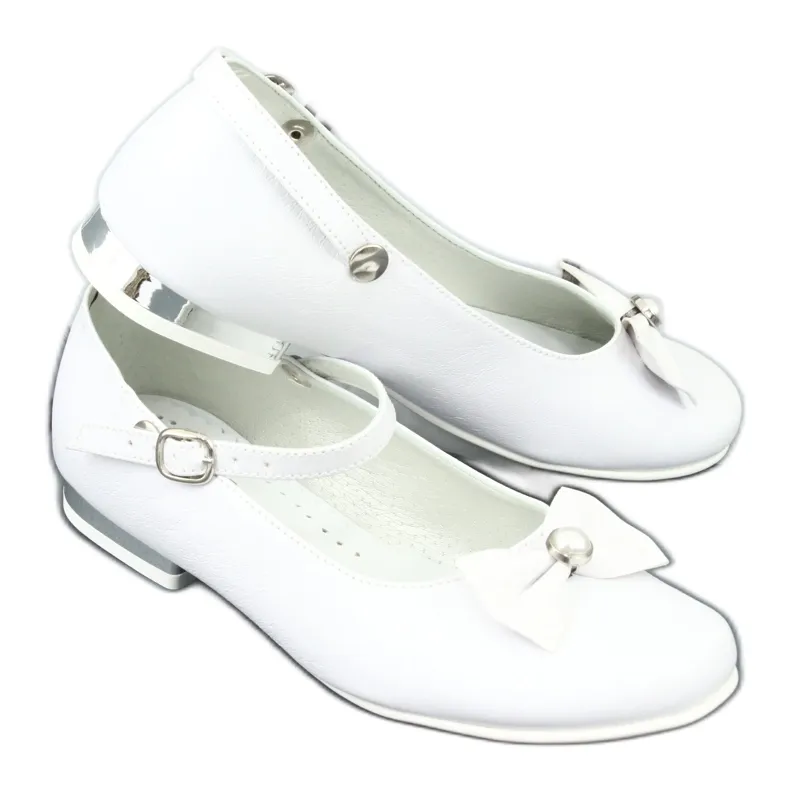 Miko 806 ballerines communion blanches gris