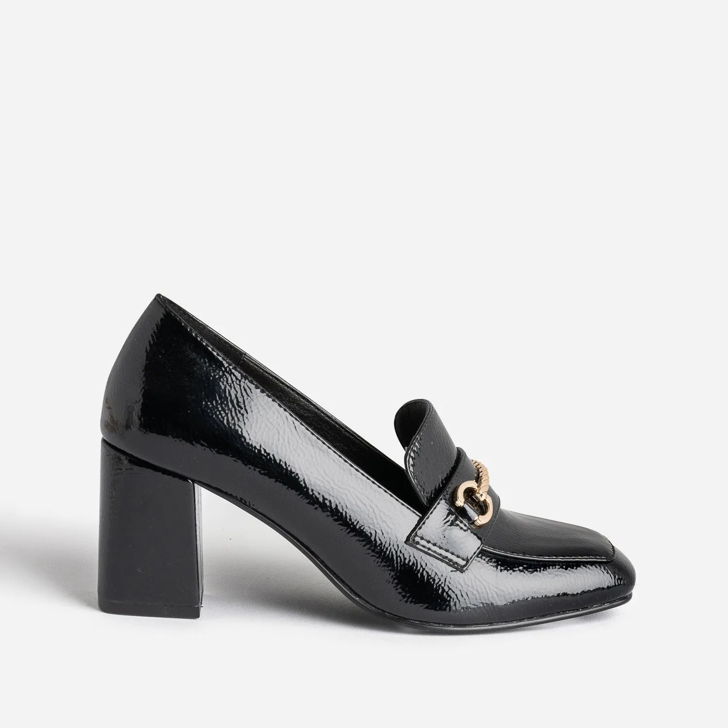 Mocassin à talon noir verni - Escarpins Femme | ERAM