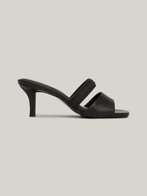 Mules stiletto en cuir ton sur ton | Noir | Tommy Hilfiger