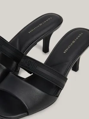 Mules stiletto en cuir ton sur ton | Noir | Tommy Hilfiger