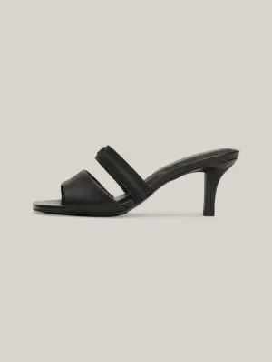 Mules stiletto en cuir ton sur ton | Noir | Tommy Hilfiger