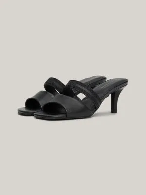 Mules stiletto en cuir ton sur ton | Noir | Tommy Hilfiger