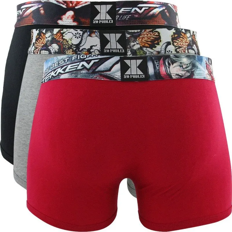 NO PUBLIK 3 Boxers Homme Coton BEST FIGHT Rouge Noir Gris TEKKEN