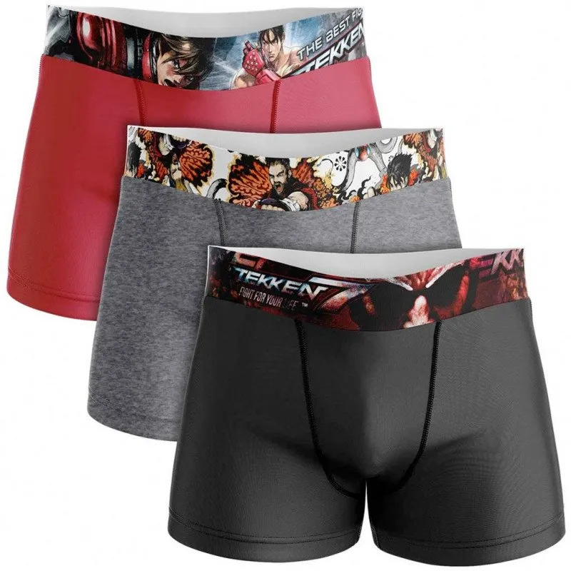 NO PUBLIK 3 Boxers Homme Coton BEST FIGHT Rouge Noir Gris TEKKEN