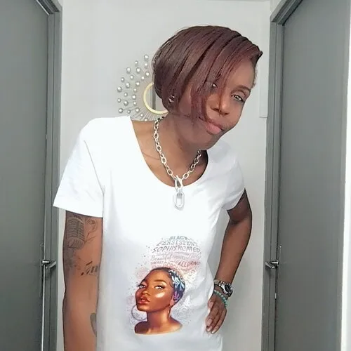 Original fitted t-shirt imprime !! sophisticated !! en coton elastane blanc imprime taille:l belicious-delicious-creations