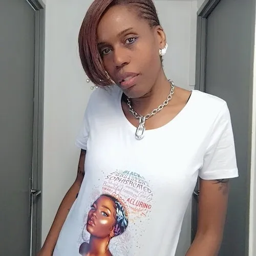 Original fitted t-shirt imprime !! sophisticated !! en coton elastane blanc imprime taille:l belicious-delicious-creations