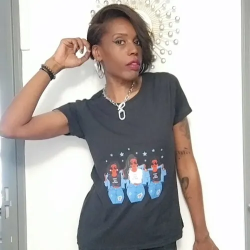 Original t-shirt femme imprime !! curves are trending !! en coton noir imprime curves are trending taille:40 belicious-delicious