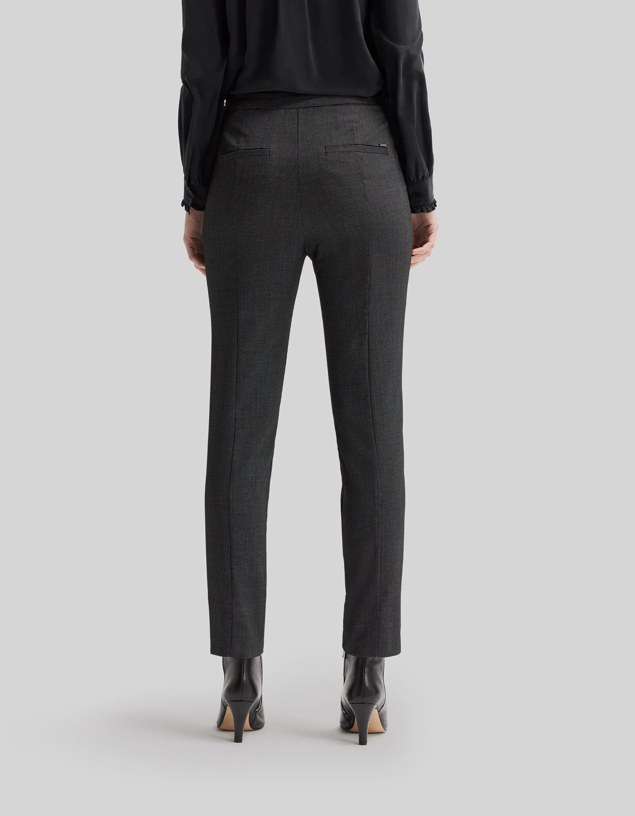 Pantalon de costume slim noir faux-uni 7/8ème Femme