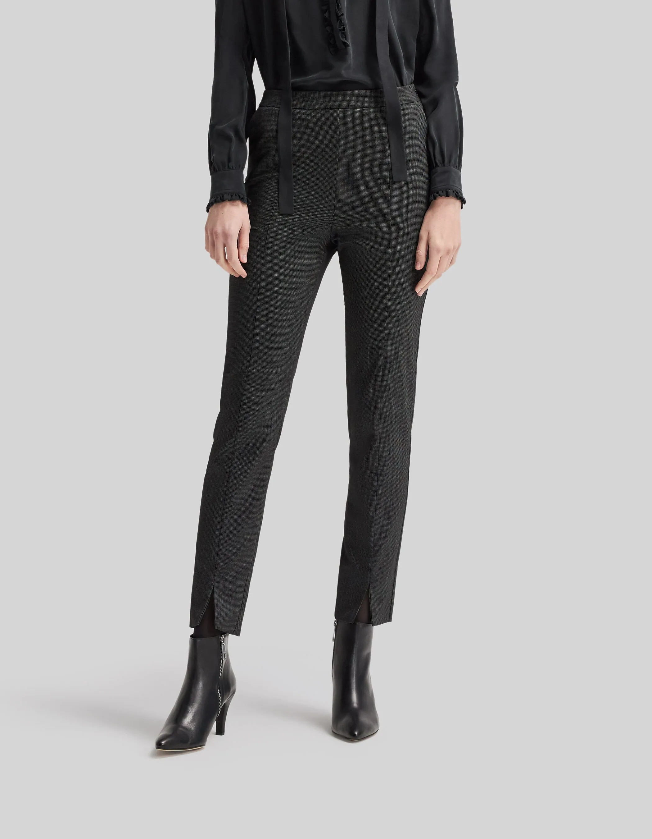 Pantalon de costume slim noir faux-uni 7/8ème Femme