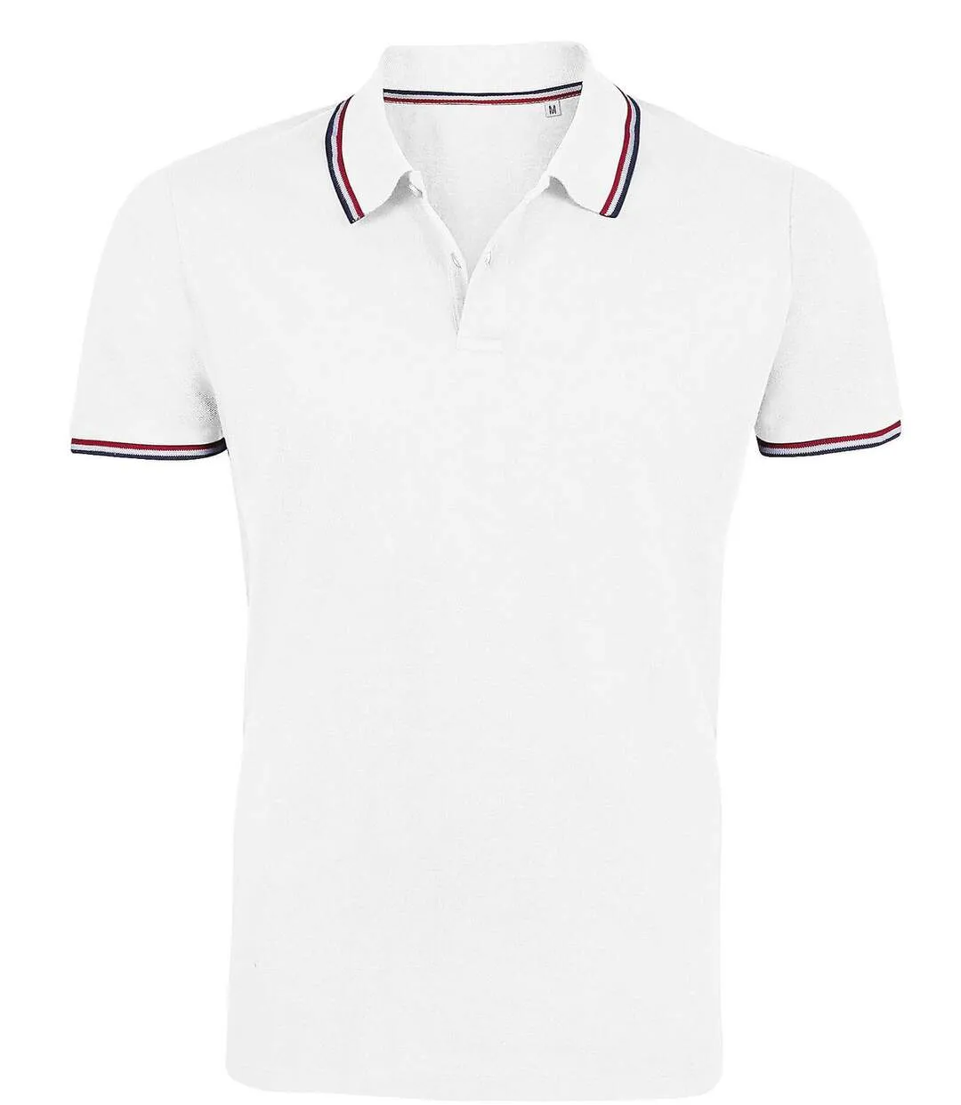 Polo homme liseret bleu blanc rouge - 02949 - blanc