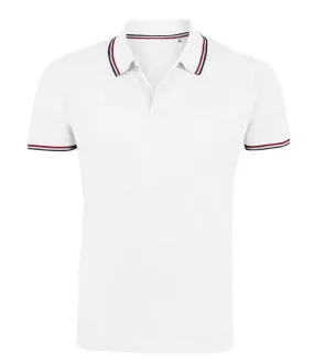 Polo homme liseret bleu blanc rouge - 02949 - blanc