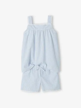 Pyjashort rayé fille rayé bleu - Vertbaudet