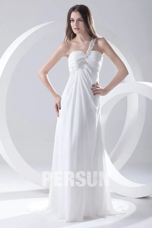 Robe blanche longue asymétrique Empire 