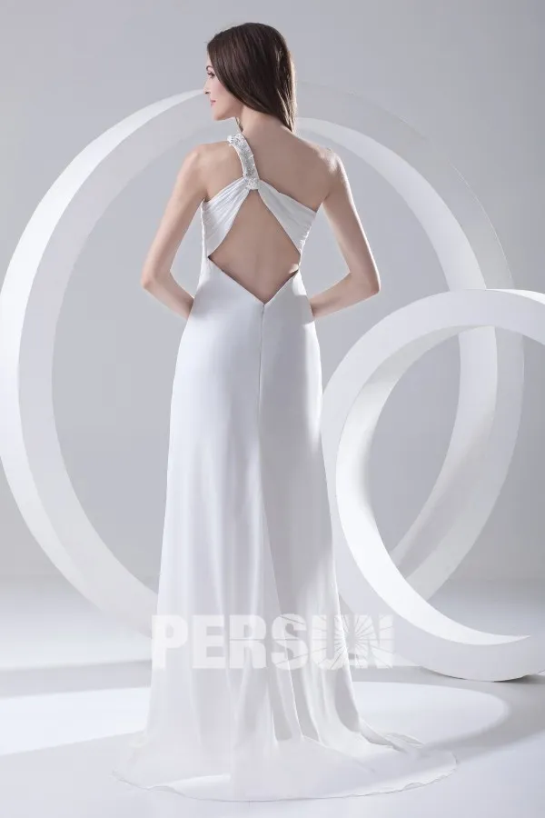 Robe blanche longue asymétrique Empire 