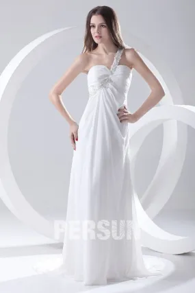 Robe blanche longue asymétrique Empire 