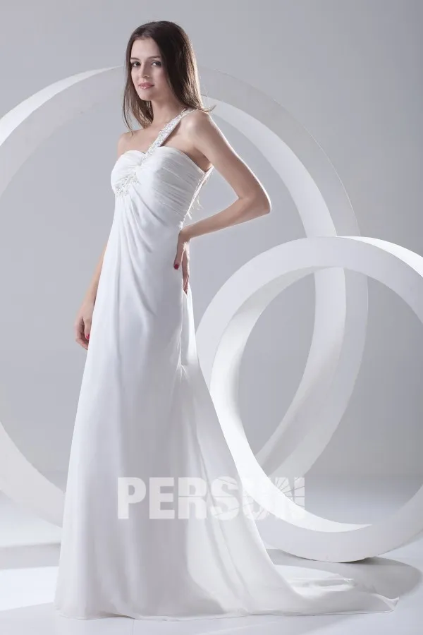 Robe blanche longue asymétrique Empire 